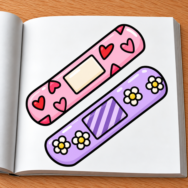 Glossy Heart and Daisy Bandages