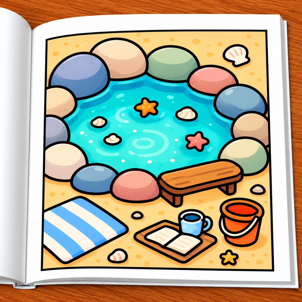 Cozy Beach Coloring Book
